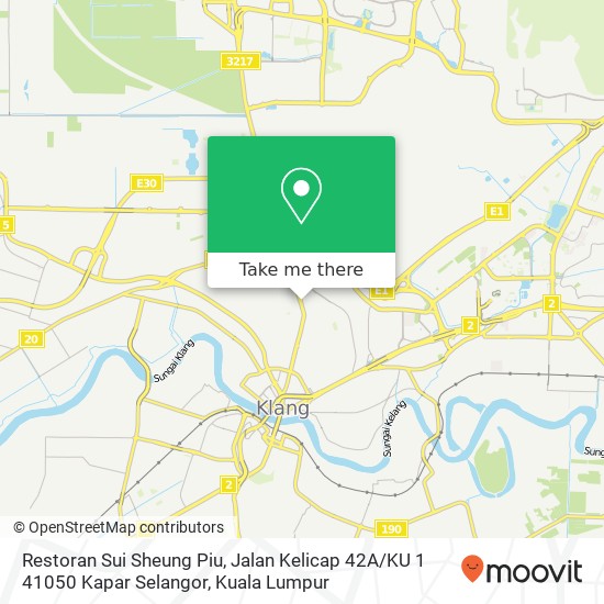 Peta Restoran Sui Sheung Piu, Jalan Kelicap 42A / KU 1 41050 Kapar Selangor