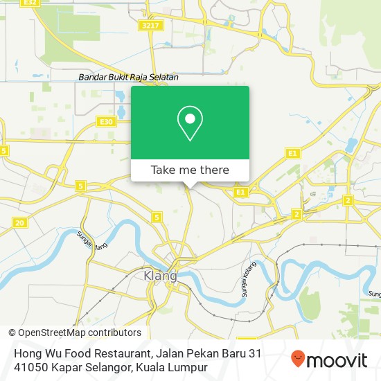 Peta Hong Wu Food Restaurant, Jalan Pekan Baru 31 41050 Kapar Selangor