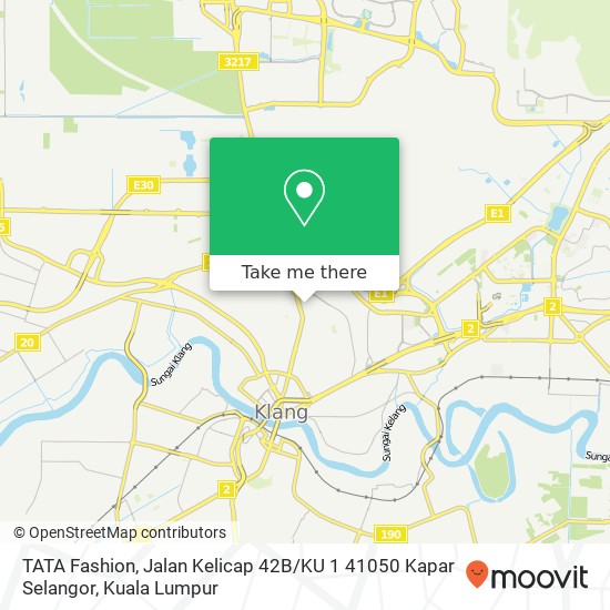 Peta TATA Fashion, Jalan Kelicap 42B / KU 1 41050 Kapar Selangor