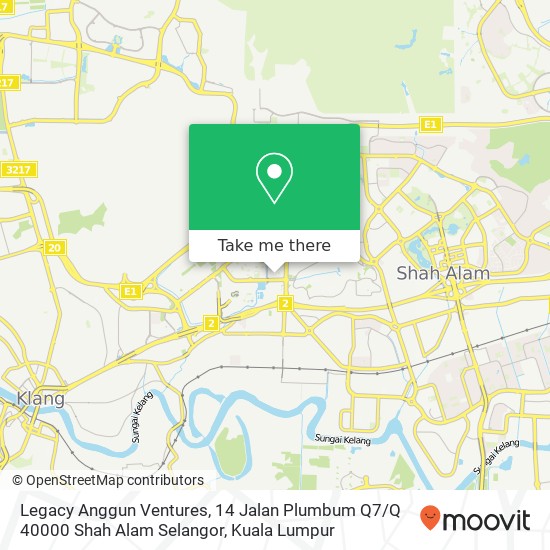 Peta Legacy Anggun Ventures, 14 Jalan Plumbum Q7 / Q 40000 Shah Alam Selangor