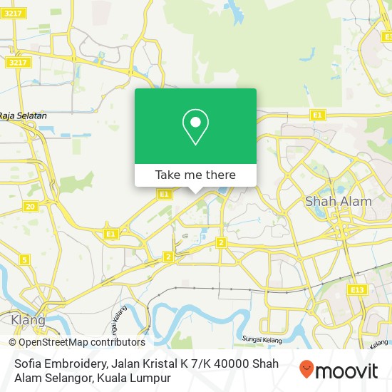Peta Sofia Embroidery, Jalan Kristal K 7 / K 40000 Shah Alam Selangor