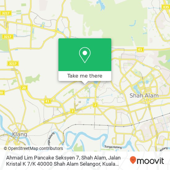 Peta Ahmad Lim Pancake Seksyen 7, Shah Alam, Jalan Kristal K 7 / K 40000 Shah Alam Selangor