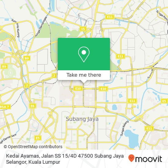 Peta Kedai Ayamas, Jalan SS 15 / 4D 47500 Subang Jaya Selangor