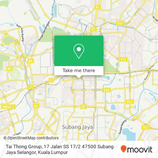 Peta Tai Thong Group, 17 Jalan SS 17 / 2 47500 Subang Jaya Selangor