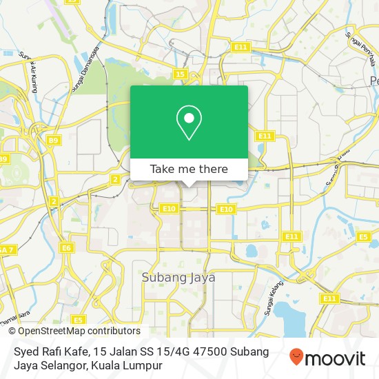 Peta Syed Rafi Kafe, 15 Jalan SS 15 / 4G 47500 Subang Jaya Selangor