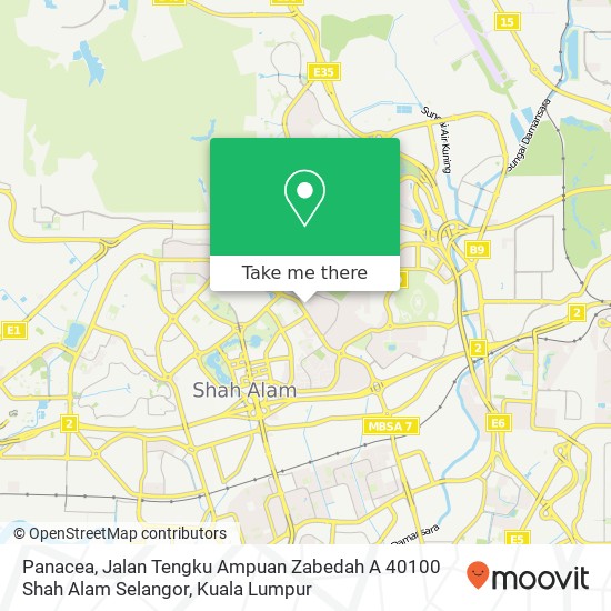 Peta Panacea, Jalan Tengku Ampuan Zabedah A 40100 Shah Alam Selangor
