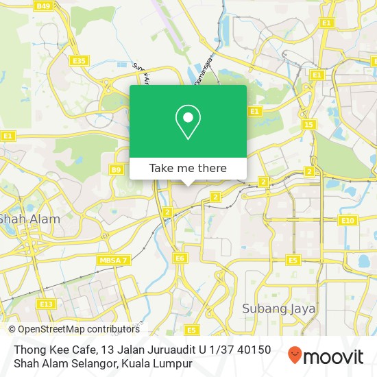 Peta Thong Kee Cafe, 13 Jalan Juruaudit U 1 / 37 40150 Shah Alam Selangor