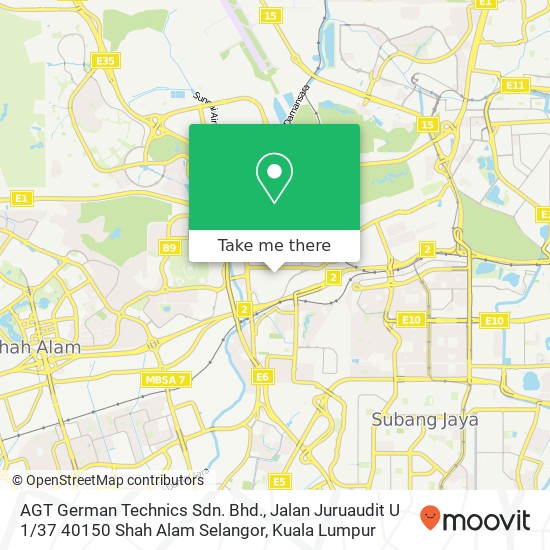 AGT German Technics Sdn. Bhd., Jalan Juruaudit U 1 / 37 40150 Shah Alam Selangor map