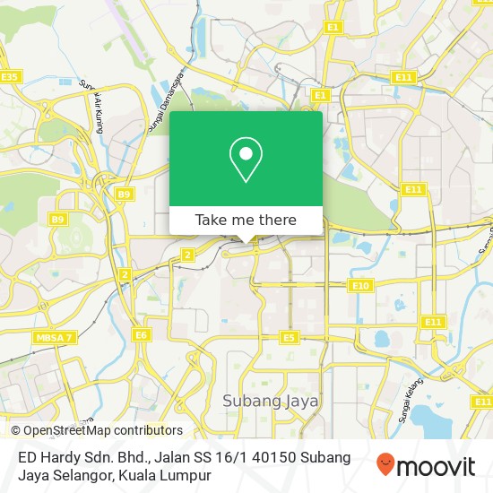 Peta ED Hardy Sdn. Bhd., Jalan SS 16 / 1 40150 Subang Jaya Selangor