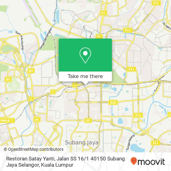 Peta Restoran Satay Yanti, Jalan SS 16 / 1 40150 Subang Jaya Selangor