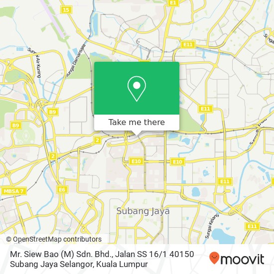 Peta Mr. Siew Bao (M) Sdn. Bhd., Jalan SS 16 / 1 40150 Subang Jaya Selangor