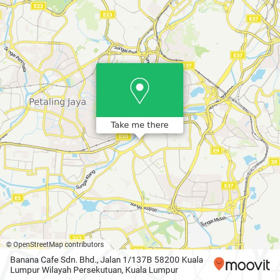 Peta Banana Cafe Sdn. Bhd., Jalan 1 / 137B 58200 Kuala Lumpur Wilayah Persekutuan