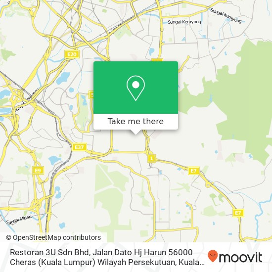 Peta Restoran 3U Sdn Bhd, Jalan Dato Hj Harun 56000 Cheras (Kuala Lumpur) Wilayah Persekutuan