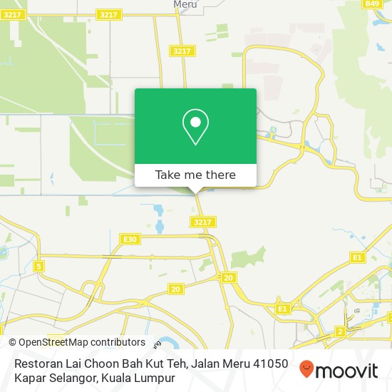 Peta Restoran Lai Choon Bah Kut Teh, Jalan Meru 41050 Kapar Selangor