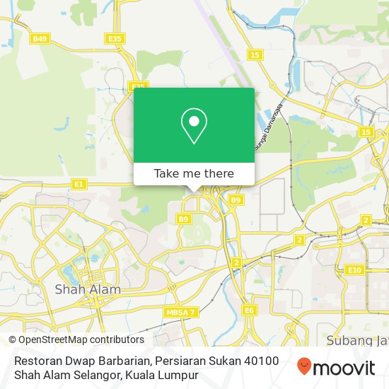Peta Restoran Dwap Barbarian, Persiaran Sukan 40100 Shah Alam Selangor
