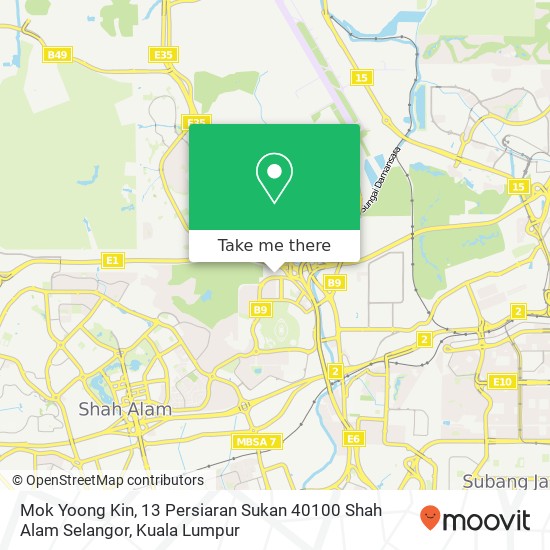 Peta Mok Yoong Kin, 13 Persiaran Sukan 40100 Shah Alam Selangor