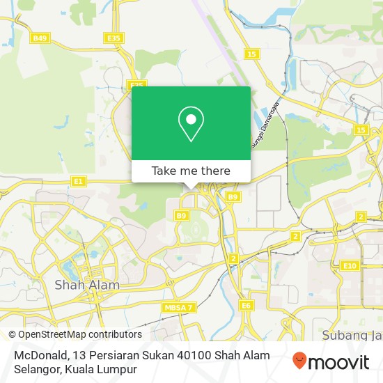 Peta McDonald, 13 Persiaran Sukan 40100 Shah Alam Selangor