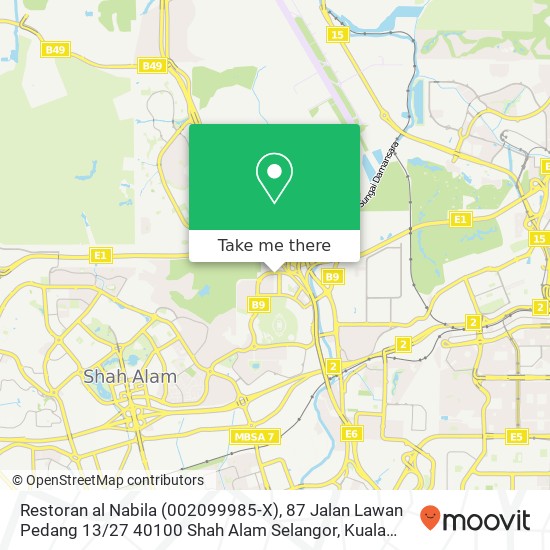 Restoran al Nabila (002099985-X), 87 Jalan Lawan Pedang 13 / 27 40100 Shah Alam Selangor map