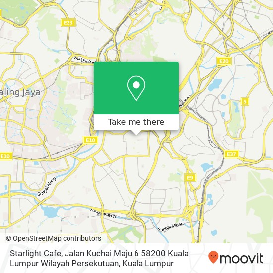 Peta Starlight Cafe, Jalan Kuchai Maju 6 58200 Kuala Lumpur Wilayah Persekutuan