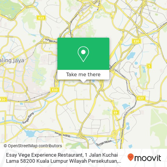 Peta Esay Vege Experience Restaurant, 1 Jalan Kuchai Lama 58200 Kuala Lumpur Wilayah Persekutuan
