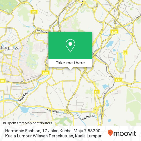 Peta Harmonie Fashion, 17 Jalan Kuchai Maju 7 58200 Kuala Lumpur Wilayah Persekutuan