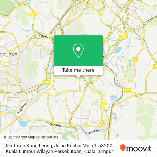 Peta Restoran Kong Leong, Jalan Kuchai Maju 1 58200 Kuala Lumpur Wilayah Persekutuan