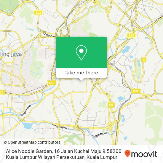 Peta Alice Noodle Garden, 16 Jalan Kuchai Maju 9 58200 Kuala Lumpur Wilayah Persekutuan