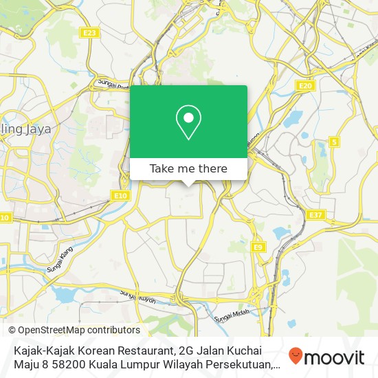 Peta Kajak-Kajak Korean Restaurant, 2G Jalan Kuchai Maju 8 58200 Kuala Lumpur Wilayah Persekutuan