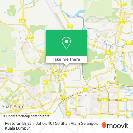 Peta Restoran Briyani Johor, 40150 Shah Alam Selangor