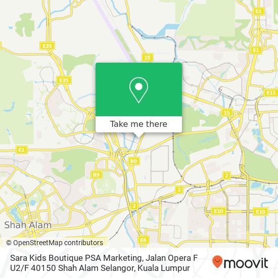 Sara Kids Boutique PSA Marketing, Jalan Opera F U2 / F 40150 Shah Alam Selangor map