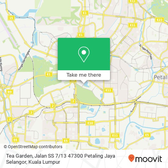 Peta Tea Garden, Jalan SS 7 / 13 47300 Petaling Jaya Selangor