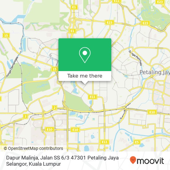 Peta Dapur Malinja, Jalan SS 6 / 3 47301 Petaling Jaya Selangor