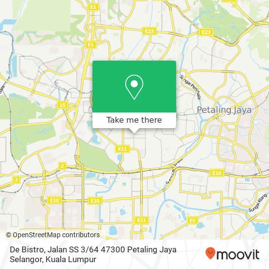 Peta De Bistro, Jalan SS 3 / 64 47300 Petaling Jaya Selangor