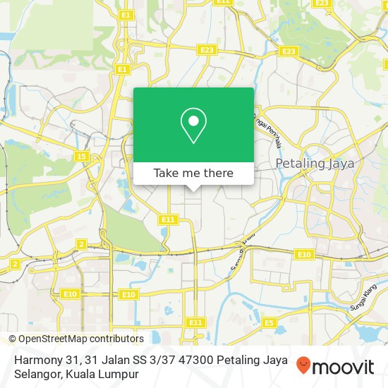 Peta Harmony 31, 31 Jalan SS 3 / 37 47300 Petaling Jaya Selangor