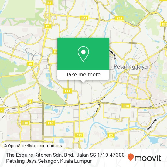 Peta The Esquire Kitchen Sdn. Bhd., Jalan SS 1 / 19 47300 Petaling Jaya Selangor