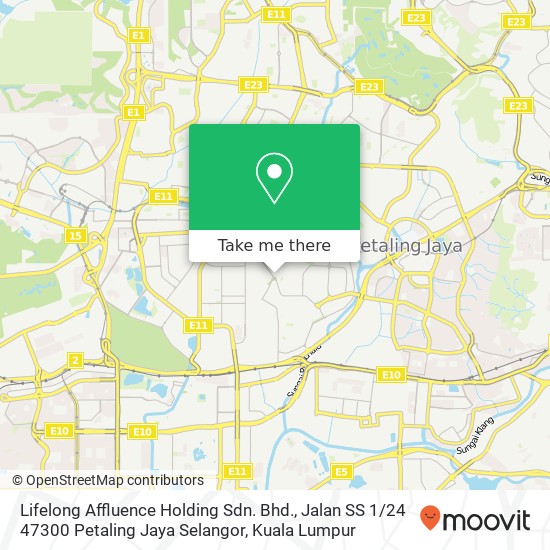 Peta Lifelong Affluence Holding Sdn. Bhd., Jalan SS 1 / 24 47300 Petaling Jaya Selangor