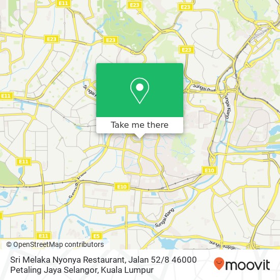 Sri Melaka Nyonya Restaurant, Jalan 52 / 8 46000 Petaling Jaya Selangor map