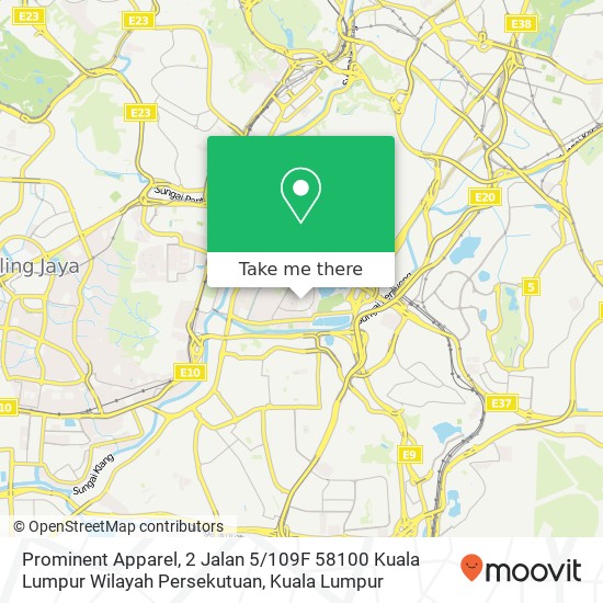 Peta Prominent Apparel, 2 Jalan 5 / 109F 58100 Kuala Lumpur Wilayah Persekutuan