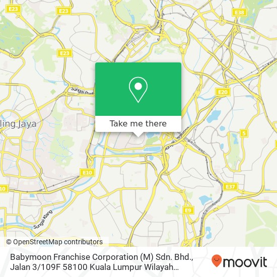 Peta Babymoon Franchise Corporation (M) Sdn. Bhd., Jalan 3 / 109F 58100 Kuala Lumpur Wilayah Persekutuan
