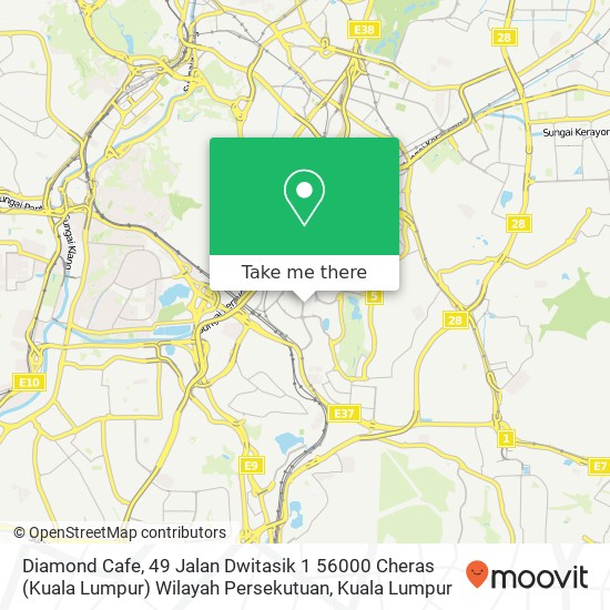Peta Diamond Cafe, 49 Jalan Dwitasik 1 56000 Cheras (Kuala Lumpur) Wilayah Persekutuan