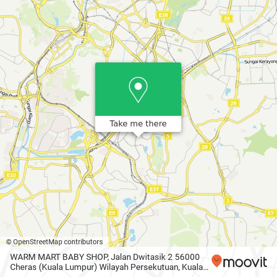 Peta WARM MART BABY SHOP, Jalan Dwitasik 2 56000 Cheras (Kuala Lumpur) Wilayah Persekutuan