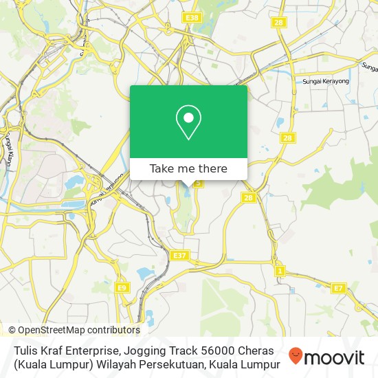 Peta Tulis Kraf Enterprise, Jogging Track 56000 Cheras (Kuala Lumpur) Wilayah Persekutuan
