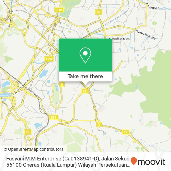Fasyani M M Enterprise (Ca0138941-D), Jalan Sekuci 56100 Cheras (Kuala Lumpur) Wilayah Persekutuan map