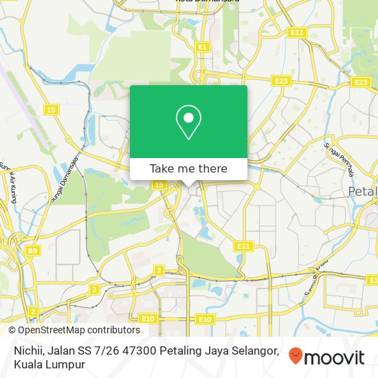 Peta Nichii, Jalan SS 7 / 26 47300 Petaling Jaya Selangor