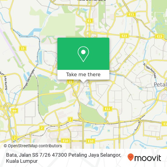 Peta Bata, Jalan SS 7 / 26 47300 Petaling Jaya Selangor