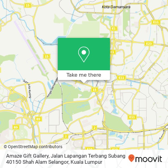 Peta Amaze Gift Gallery, Jalan Lapangan Terbang Subang 40150 Shah Alam Selangor