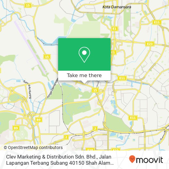 Peta Clev Marketing & Distribution Sdn. Bhd., Jalan Lapangan Terbang Subang 40150 Shah Alam Selangor