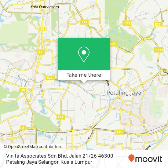 Peta Vinita Associates Sdn Bhd, Jalan 21 / 26 46300 Petaling Jaya Selangor
