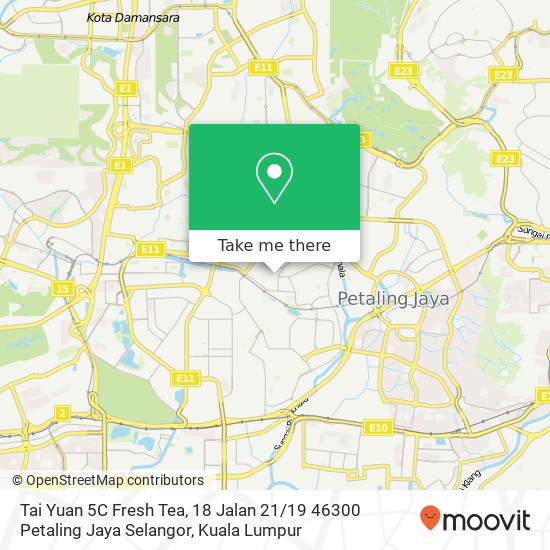 Tai Yuan 5C Fresh Tea, 18 Jalan 21 / 19 46300 Petaling Jaya Selangor map