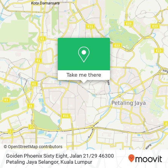 Peta Goiden Phoenix Sixty Eight, Jalan 21 / 29 46300 Petaling Jaya Selangor